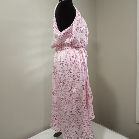EXPRESS PINK|WHITE HALTER STYLE MAXI DRESS WITH RUFFLE WRAP SKIRT WOMEN SIZE XL - Picture 9 of 9